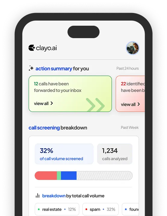 screenshot of clayo app